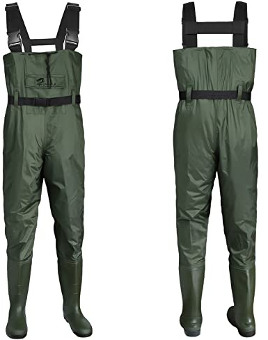 croch Fishing Chest Waders for Men Women with Boots Waterproof Breathable Waders Green/Brown Sizes UK 5-14 (Green, UK 10 / EU43)