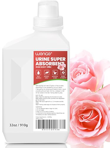 Wenge Urine Super Absorbent, Solidifier - 180 Use Pre Poo gel for Toilet, Porta Potty Chemicals, Eco Absorbent Liquid Waste Gelling and Deodorizing Powder (Pink Rose Scent)