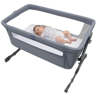 Chicco Next2Me Essential Infant Cosleeping Crib, Sustainable, Compatible with Different Beds, Adjustable Height, Tiltable, Good Air Circulation, Mattress and Bag Included, 0-6 m