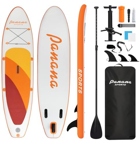 Panana Inflatable Stand Up Paddle Board 10'' x 30'' x 6'' iSUP with Accessories Kit, Non-Slip Deck Paddleboard for Adults Beginners Youth, Includes Paddle Pump Fins Leash Backpack