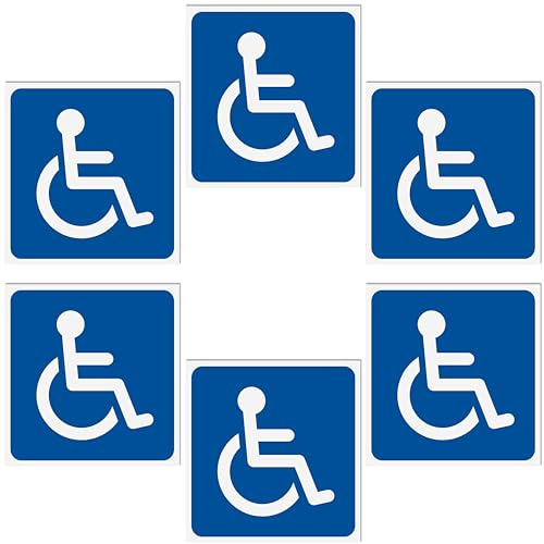 6 Adesivi Disabili Invalidi cm 12x12 | Per Auto, Camper, Parabrezza, Carrozzeria | Alta Resistenza a Sole e Pioggia | 6 pz