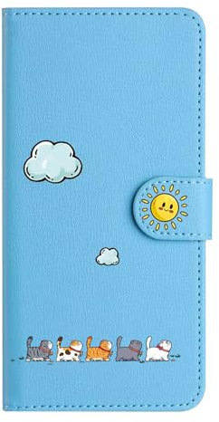 Nokverzy Mobile Phone Case for Samsung Galaxy A15 5G Flip Case Magnetic Card Holder kickstand Animal Cat Patterned Leather Phone Wallet Case Cover for Samsung Galaxy A15 5G Case Wristlet Blue