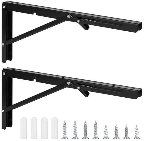 Consola plegable, bisagras plegables de carga pesada, soportes angulares para estantes, ángulo plegable de hierro de 90 grados, ángulo plegable para estante de pared para el hogar, cocina, oficina
