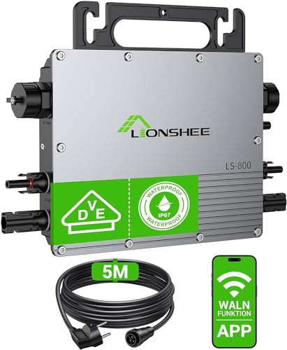 LIONSHEE Wechselrichter 800W, Balkonkraftwerk mit WLAN & Bluetooth, Mikrowechselrichter mit 5M AC-Kabel, Plug & Play
