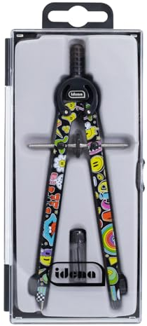 Idena 20167 - Zirkel Style Comic mit Mitteltriebrad, Schnellverstellzirkel im Etui, inkl. zwei Ersatzminen in Dose