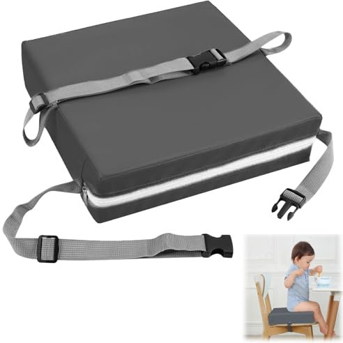 HENGBIRD Sitzerhöhung Stuhl Kind, Pu Waschbar Zerlegbar SitzerhöHung Sitzkissen Kinder mit 2 Sicherheitsschnalle Gurt, Esstisch Tragbare KindersitzerhöHung Stuhlsitzerhöhung mit Rutschfeste Unterseite