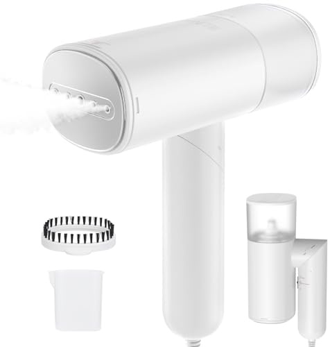 Handheld Steamer for Clothes, 1200W Foldable Travel Steamer, 20 Sec Preheat Garments Wrinkle Remover, 120V Portable Hand Iron with 150ml Water Tank, Clothes Steamer for Home Travel-White