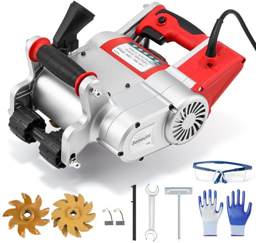 Bonoutil Electric Wall Chaser 25mm+35mm Wall Groove Cutting Machine Adjustable Cutting Depth Grooving Slotting Machine No Dust Cement Sand Brick Cutter 110V