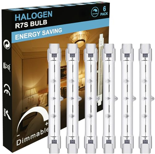 RAGFOZ 6 Stück R7s Halogenstab 118mm 200W Dimmbar Halogen Leuchtmittel R7s Warmweiß 2800K 3600LM 230V J78 Halogen Fluterlicht für Arbeitsleuchten, Landschaftsleuchten,Stehleuchten