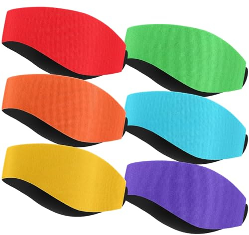 Jamntower 6 Pcs Quality Swimming Headbands Multicolor Swimming Headbands Large Ear Bands Safety Ear Protection Pool Summer(Rainbow)