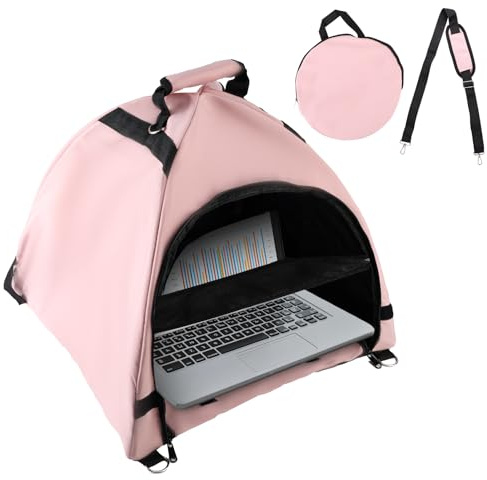 Laptoptält, Solskydd Bärbar Dator Vattentätt Tyg Datorskyddsskydd för Utomhusarbete Bländskydd och Värmereflekterande Markis Konvertibel Väska för Utomhusbruk (Rosa)