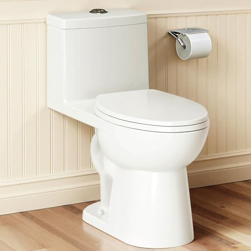 Alphabath 17 Comfort Height Toilet with Soft close seat, One piece Toilets for Bathrooms Elongated, Dual Flush 0.8/1.28 GPF, Nano Self-Cleaning Glaze, Easy to Clean&Install, ADA Height, 12 Rough-In