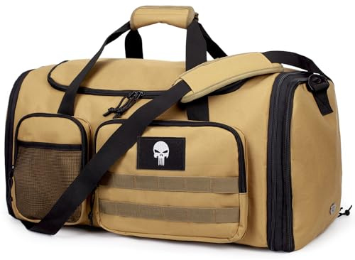 Borsa Duffle Tattica da Viaggio – Borsa da Palestra da Uomo Espandibile 52L con Scomparto Bagnato – Borsa Multifunzione da Cabina, per Weekend, Notte e Outdoor