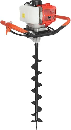 SUHBFNOL Petrol Earth Auger, 2.3HP Petrol Post Hole Digger With 3 Drill Bits, Earth Hole Borer Kit For Mailbox Post Digging, Fence And Deck Installation, Tree Planting
