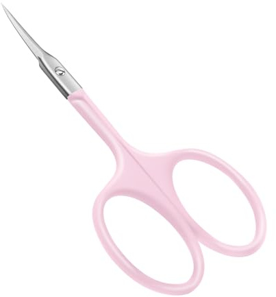 CGBE Manicure Scissors, Extra Fine Eyebrow Scissors for Grooming, Curved Blade Nail Scissors Precise Pointed Tip Grooming Kit for Eyebrow, Eyelash, Trim Nail and Dry Skin, Pink
