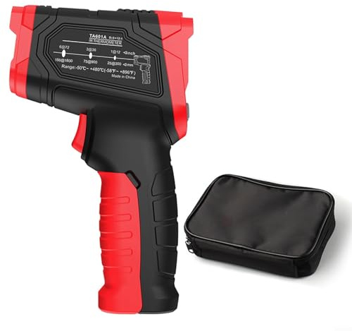 TA601A Infraröd termometer icke-kontakt, -50 till 880 °C digital temp med bakgrundsbelyst LCD, justerbar eräkthet och larm för industriellt bruk