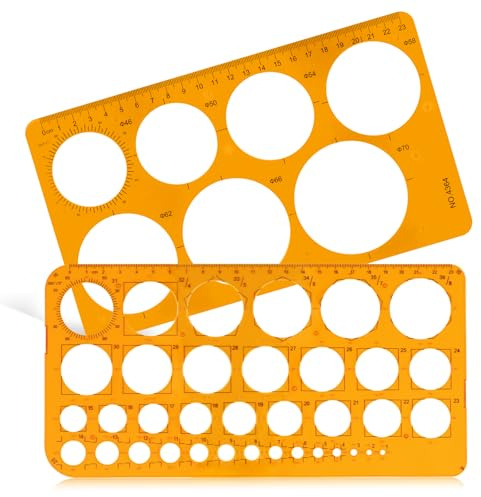 Namner Circle Stencil Set of 2 (Large & Small) Transparent Orange | Circle Template for Drawing, Quilling Template, Circle Drawing Tool for School, Office & Crafts