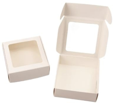 WEQYFDC Kartong smyckeskrin pappersförpackning fönsterlåda 30 stycken | För armband halsband hängen ring hantverk (vit, 125 x 125 x 40 mm)
