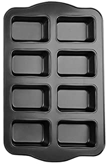 8 Mini-Kastenformen, Kastenform, antihaftbeschichtet, Karbonstahl, Backform zum Backen, Grau (1 Set)