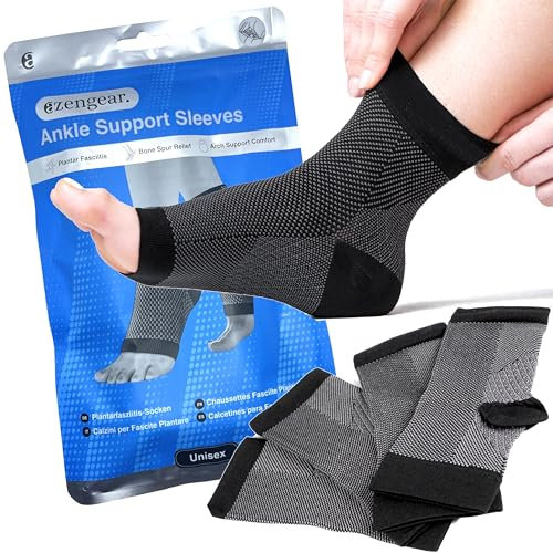 aZengear Knöchelbandage (2 Paar) für Männer und Frauen – Plantarfasziitis-Socken, schnelle Fußschmerzlinderung, Fußgewölbe-Fersenstütze für Achillessehne (S-M)