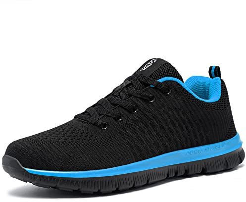 FLOWING PLUME Chaussure Sport Homme Respirable Léger Running Baskets Chaussures de Marche Course Loisirs Walking Fitness Sneakers (Noir Bleu,43EU)