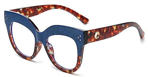 LJCZKA Occhiali Anti Luce Blu Donna Gatto Grandi, Montatura Occhiali da Vista Ovali Grandi Occhiali Anti Eyestrain per Computer Gaming