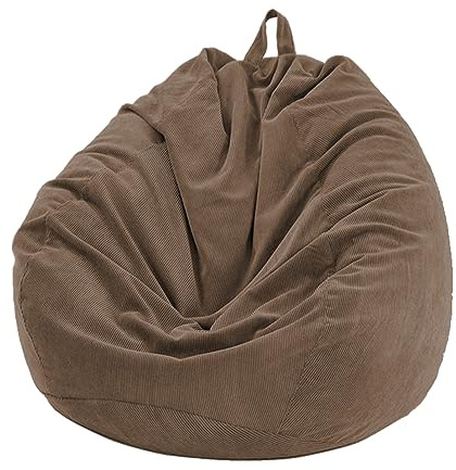 FANSU Bean Bag Cover Without Filling, Solid Colours Lazy Sofa Gaming Bean Bag Chair for Adult Kids, Corduroy Highback Beanbag Seat, Stuffed Toy Clothes Storage (70x80cm,Brown)
