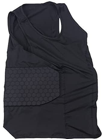 TEITEYER Men's Rib Protector Padded Vest Compression Shirt Training Vest with 3-Pad for Football Soccer Basketball Hockey Protective Gear L