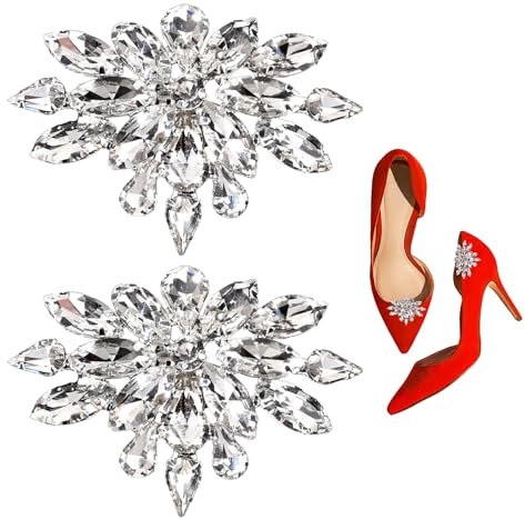 NyxSeat 2 stycken lyxiga högblanka strassskospännen, fashionabla skotillbehör med höga klackar, avtagbara bröllopsskodekorationer, kreativa läderskohängen för kvinnor, Strass