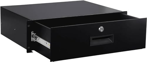 3U rack montering låda serverskåp fodral för 19 tum AV/nätverk/DJ-utrustning låsbar djup låda med nyckel