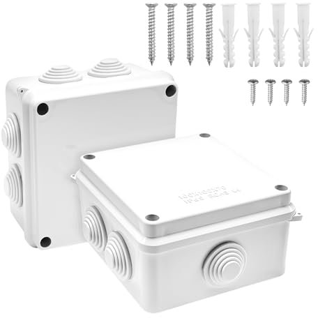 Gentpovth Lot de 2 boîtes de jonction étanches IP65 100 mm x 100 mm x 70 mm, Boîte de dérivation en saillie, Boîte D'électrotechnique Extérieure Boîte De Jonction Générale Coupe Vent Anti Pluie