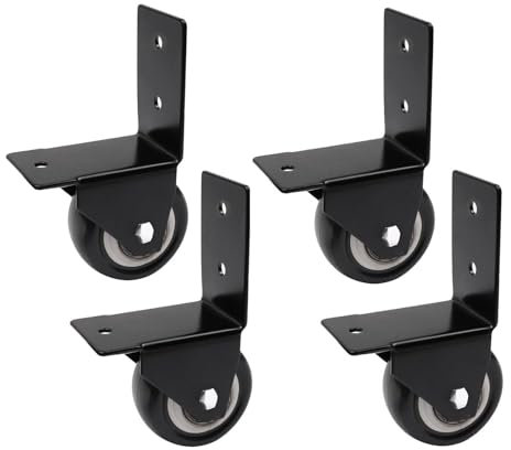 4Pcs Side Mount Casters Wheels, 1.5in L Type Heavy Duty Plate Castor Wheel, Silent PU Swivel Wheels, Directional Furniture Moving Castors for Cabinets, Tables, Right Angle Bracket, Screw Mounting