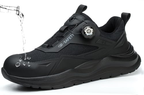 ZEPYFXIT Zapatos de Seguridad Hombre y Mujer Cómodos y Ligeros para Invierno Botas de Trabajo Impermeables con Punta Acero Antideslizante Zapatillas Seguridad Color Negro Talla 42 EU