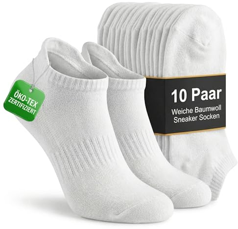 Cozita bomullssneakers strumpor för kvinnor och män, 10-pack – andas, anti-bubblor, luktkontroll och formbeständighet – perfekt för gym, resor och vardag