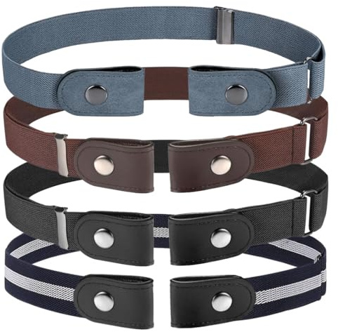 YUPZAR 4 pezzi senza fibbia, elastico invisibile, cintura senza fibbia, cintura elastica,senza fibbia, pantaloni, cintura elastica per uomo e donna