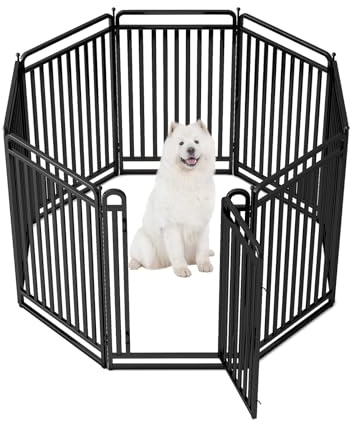 New Thickened Version Dog Playpen, 43 Inch Dog Fences for The Yard, Portable Outdoor Dog Playpen for Large/Medium/Small Dogs, Foldable Metal Dog playpen, with Doors (8 Panels, 43 Inch)