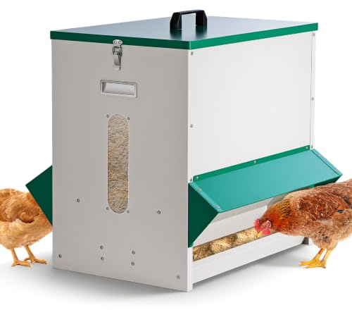 Comedero Gallinas Metalico 45kg Dispensador Automático, Alimentador Grande