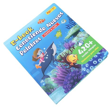 Qudinip Livre d'apprentissage Parlant Anglais, Jouet éducatif Interactif pour Enfants, avec Histoires et Chansons, Outil d'apprentissage Portable