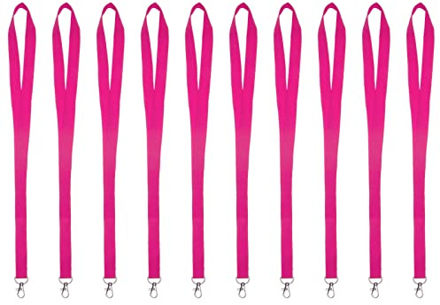 Karteo Rosa Nyckelband med Karbinhake 10-pack – Otryckt Lanyard för ID-korthållare Passerkort och Nycklar