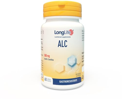 LongLife® ALC | Acetil L-Carnitina 500 mg | Alta biodisponibilità | Capsule vegetali gastroresistenti | Fino a 2 mesi di trattamento | Vegano e senza glutine