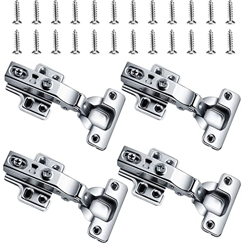 4Pcs schrank scharniere, soft close schrank scharniere, Schranktür Scharnierm, Küchenschrank Schranktüren, Geeignet für Küchenschranktüren, Mit Dämpfer Geeignet, Abnehmbar mit Schrauben…