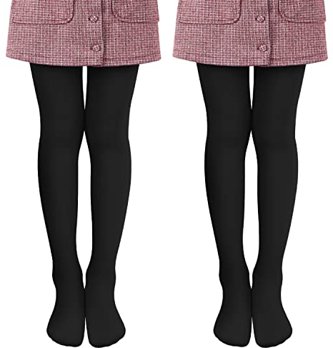 Libella 2er Pack Ballett Strumpfhose für Mädchen Tanzstrumpfhose mit Fuß 80 DEN Blickdicht Mikrofaser Farbig 27251 Schwarz 164-170