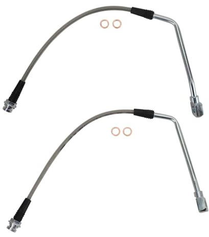 TRQ Stainless Steel Performance Front Brake Hose Compatible with 1999 Cadillac 1988-2000 Chevrolet 1988-2000 GMC