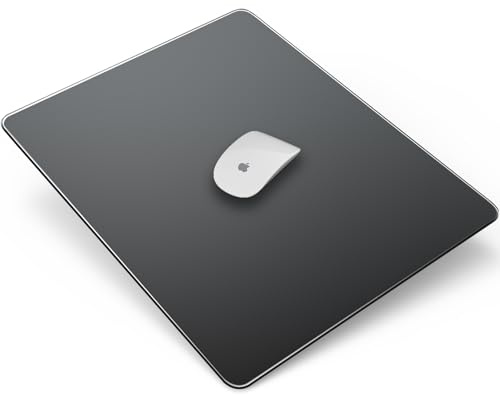 LANGBOHOS Glas-Mauspad, doppelseitig, wasserdicht, ultraglatt, für schnelle und genaue Maussteuerung für Büro und Gaming (Schwarz, 40,6 x 30,5 cm)