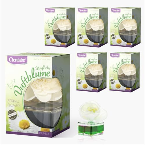 CLENTAIRE Duftblumen 6er Pack x 75 ml Spring Flower - sinnlicher blumiger Raumduft, handgefertigte Papierblume auf Maniok, Raumdekoration