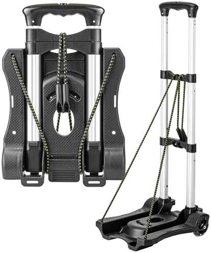 Vsaikeo, Carro de mano plegable pequeño de aluminio ligero con 2 ruedas, portátil, para viajes en aeropuerto o mudanzas