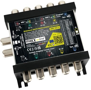 maxx.onLine système Mono-câble unicable Multi-Switch pour 1-2 Satellites et 32 participants, Solution Satellite Mono-câble, Multi-Switch Mono-câble pouvant être mis en Cascade
