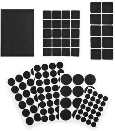 123 patines para muebles, negro autoadhesivos, cojín de silla con 7 tamaños, 3 mm de grosor, patines de fieltro para muebles para muebles(Rond, cuadrado y rectángulo grande)