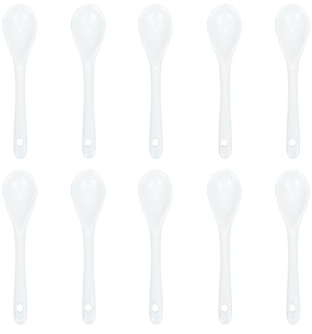 Pirhosigma, 10 cucchiaini in ceramica da 11,9 cm, per caffè, uova, dessert, yogurt, tè, tè con latte, bianco