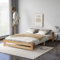 Lcoho Solide Massivholzbett Futonbett Massivholz Natur Bett aus mit Kopfteil und Lattenrost, Natur (140x200cm)